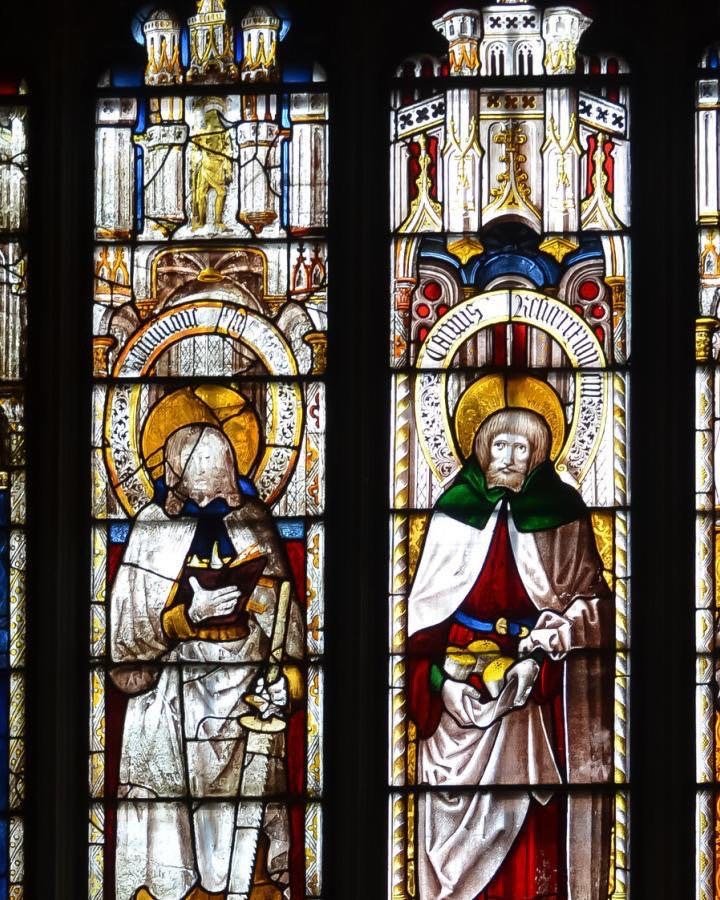 Stained glass window depicting the saints